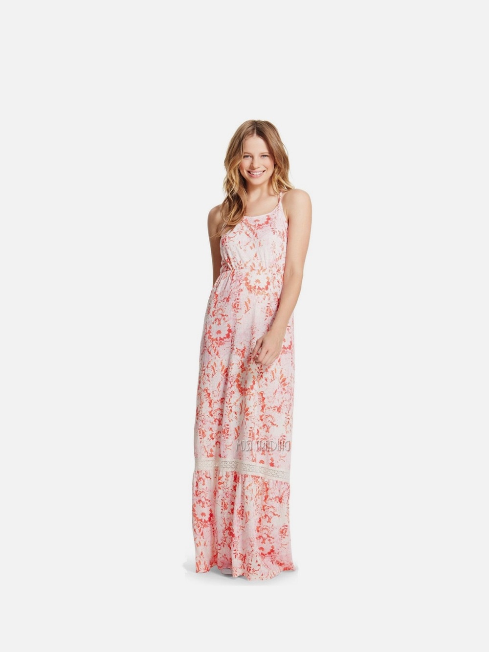 Mossimo Supply Co. Coral Pink Floral Maxi Dress